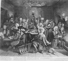 Ein Wüstling, Platte 6, Szene in einem Spielhaus